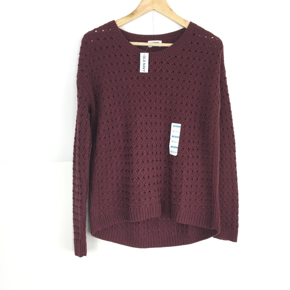 Old Navy Size Medium LS Burgundy High-Low Sweater